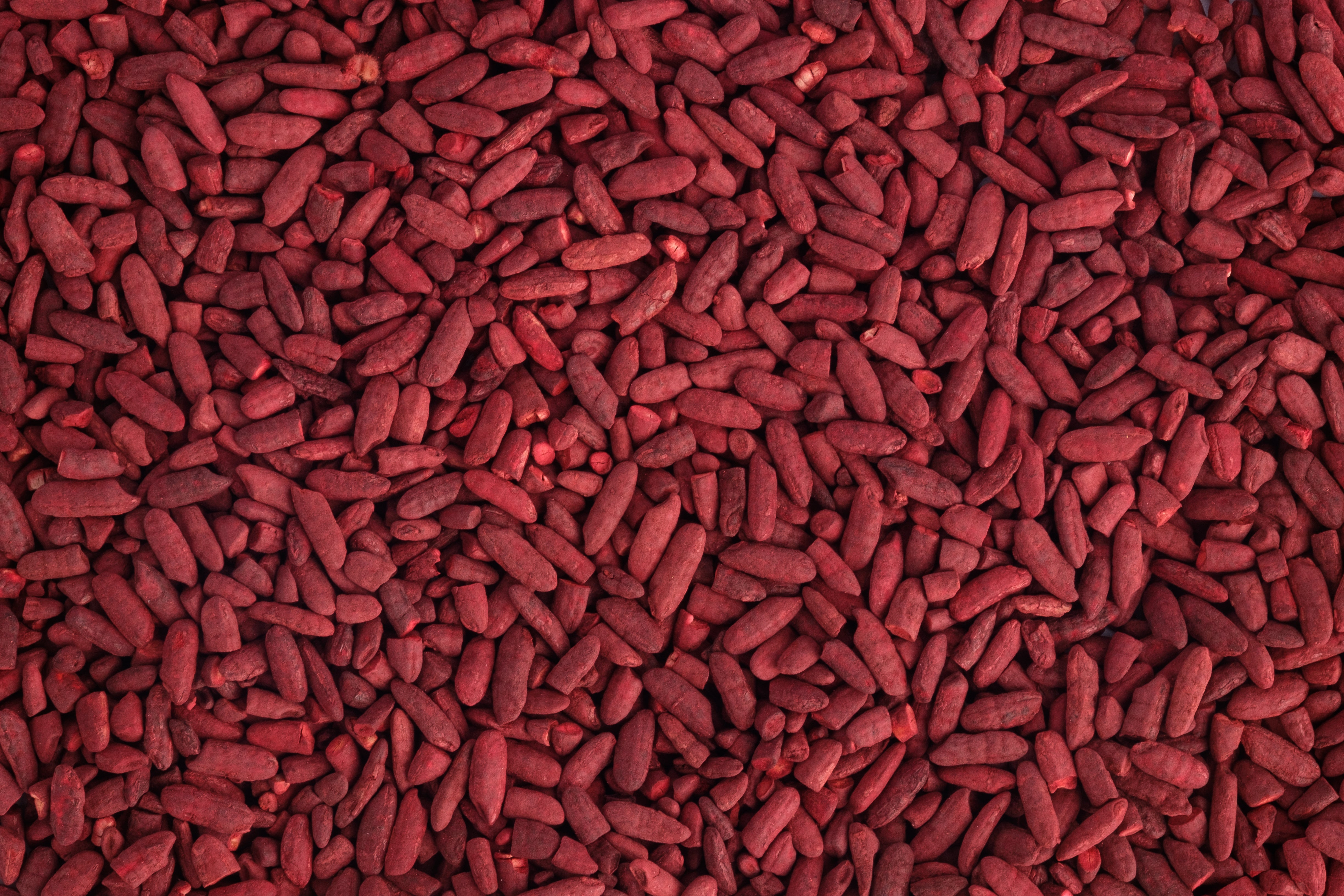 A close up shot of red yeast rice