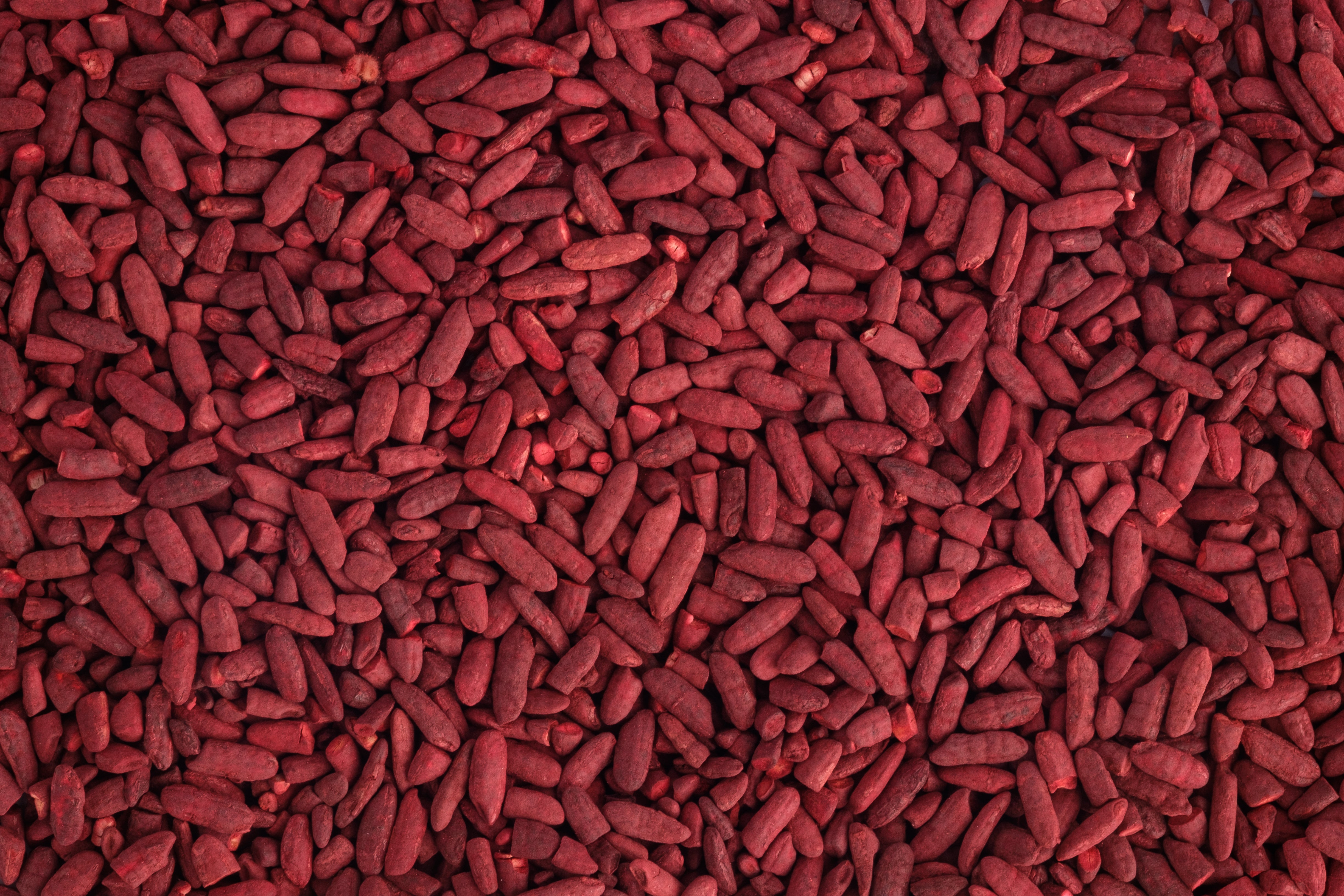 A close up shot of red yeast rice 