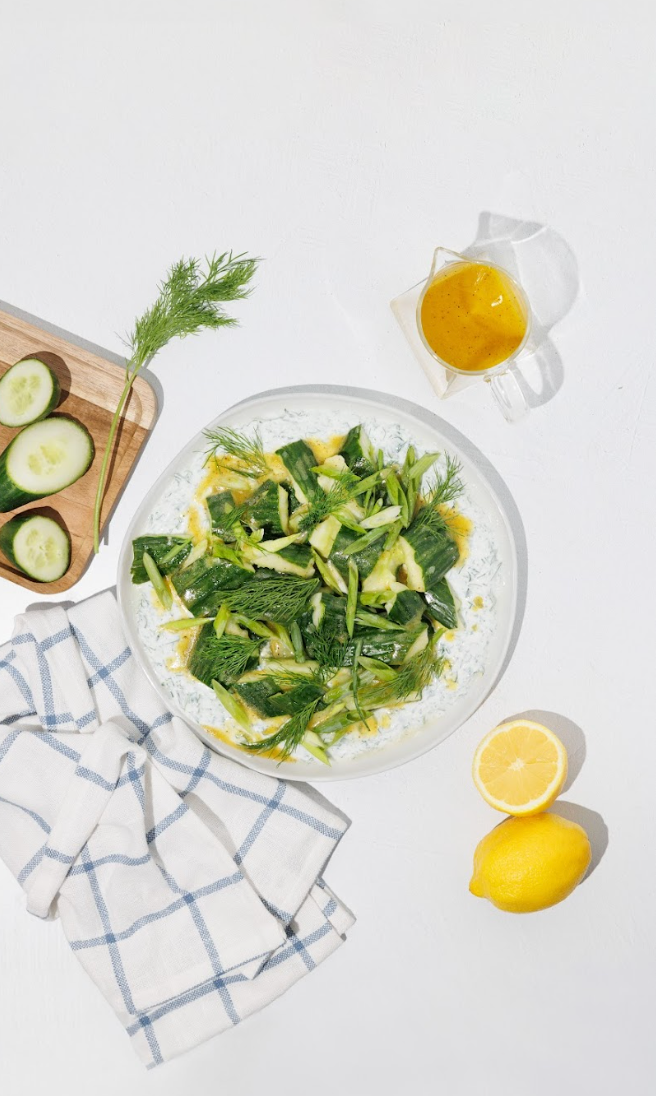 Smacked Cucumber + Tzatziki Salad