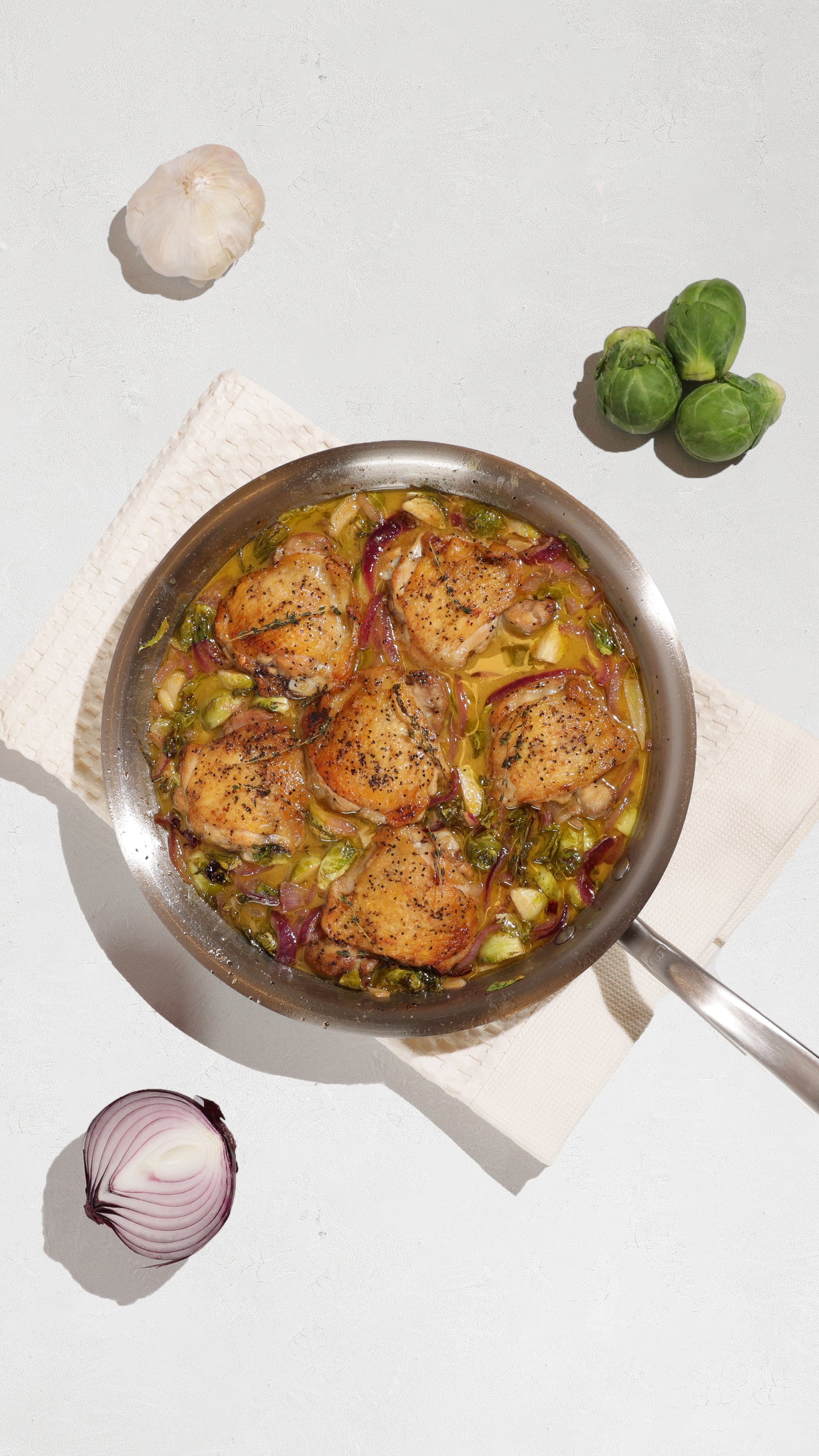 Apple Cider Glazed Chicken Thighs with Brussel Sprouts CYMBIOTIKA