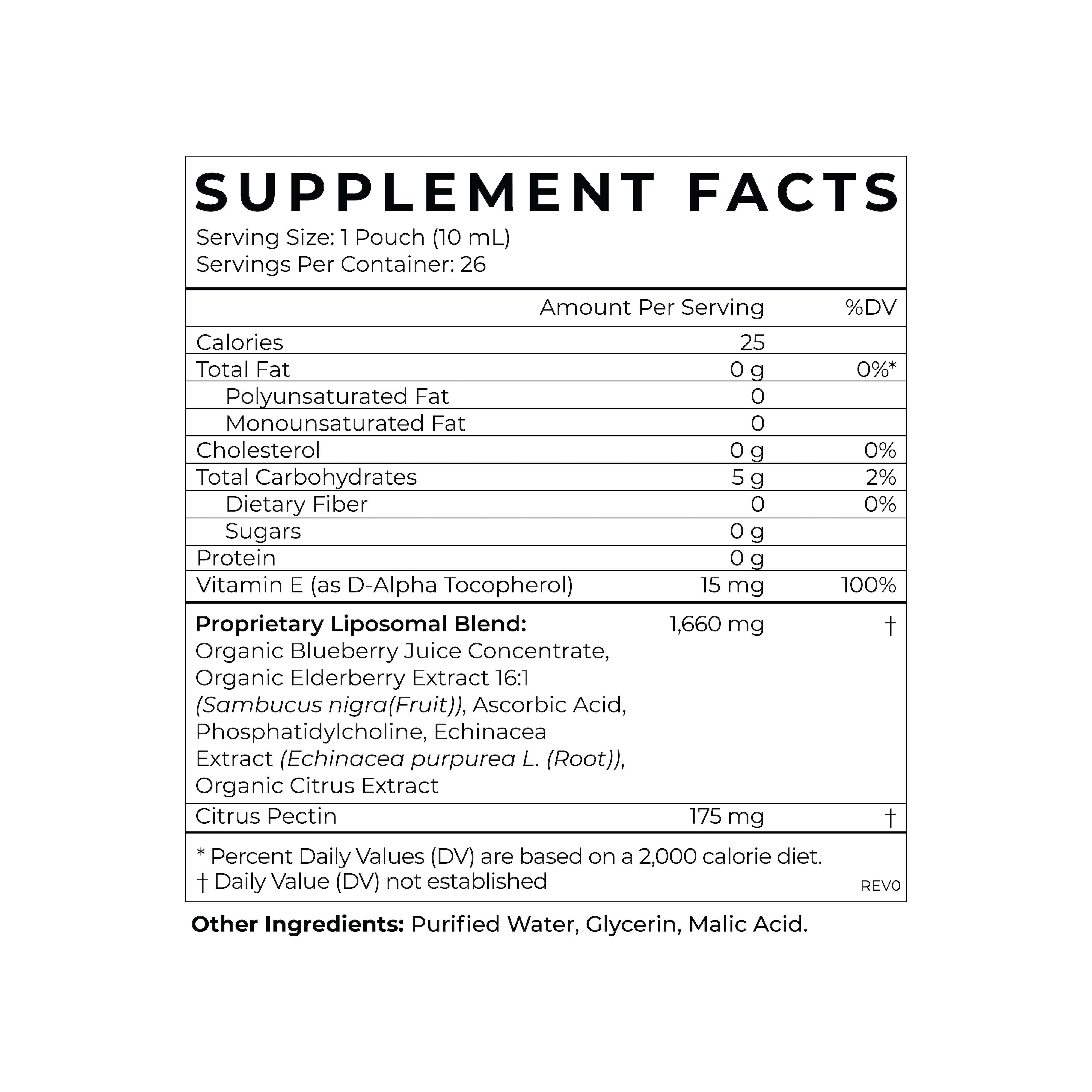 Liposomal Elderberry Supplement Facts
